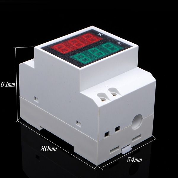 AC-80-300V-Din-Rail-AC-LED-Dual-Display-Volt-Meter-Ammeter-Voltage-Ampere-Gauge-951693-6