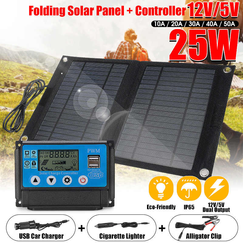 DC-12V5V-USB-Portable-25W-Solar-Panel-Mobile-Sun-Power-Battery-Power-Charger-1445510-2