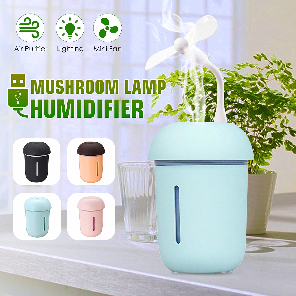 DC-5V-2W-USB-Humidifier-200mL-Air-Purify-Water-Meter-Cooler-Fan-Mushroom-Night-Light-Lamp-1422341-1