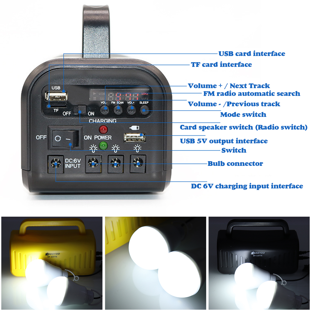 DC-6V-3W-Solar-Powered-System-Solar-Panel-Rechargeable-Battery-LED-Flashlight-Camping-Tent-Light-1336045-3