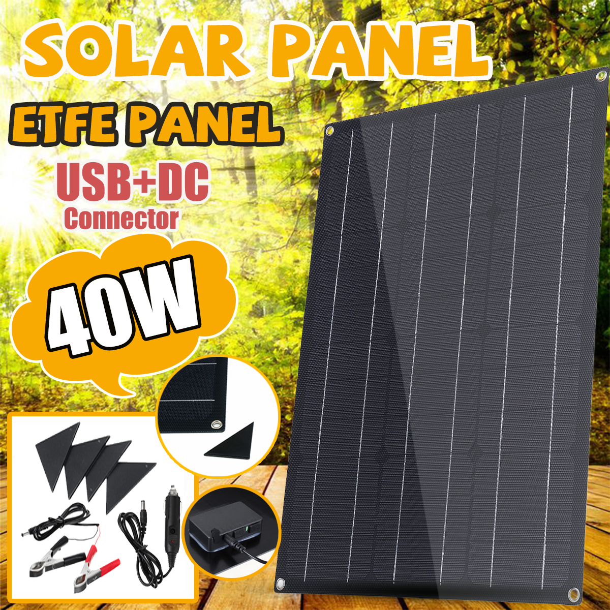ETFE-40W-Flexible-Solar-Panel-Module-Kit-Car-Boat-Charger-Dual-USB-DC-Controller-1626911-1