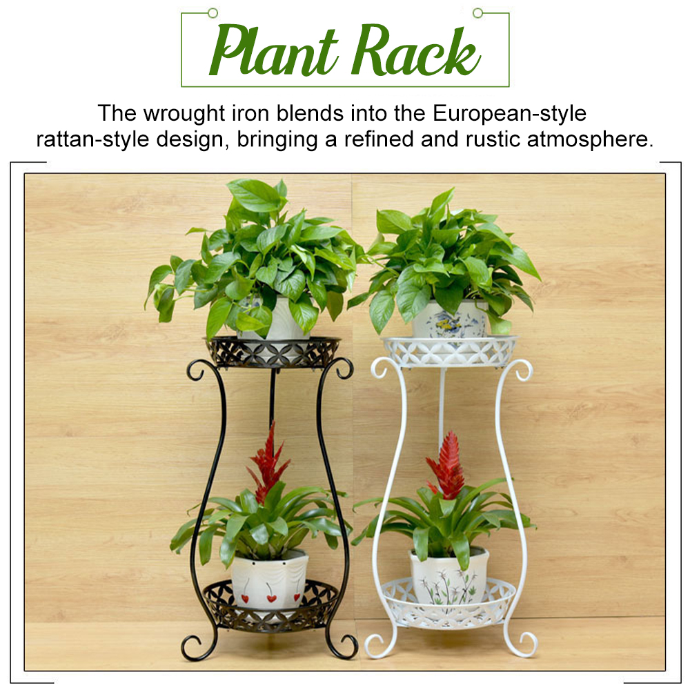 European-Wrought-Iron-Metal-Flower-Pot-Stand-Double-Floor-Plant-Rack-1634732-4