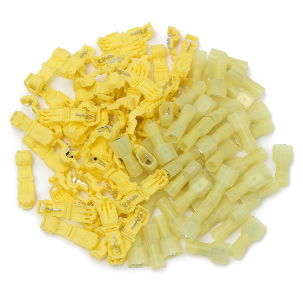 Excellwayreg-TC01-50pcs-Yellow-Quick-Splice-Wire-Terminal-Female-Spade-Connector-Set-970969-1