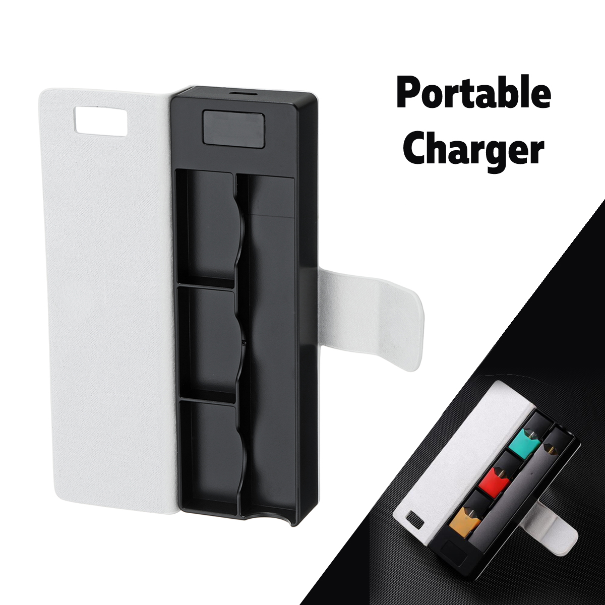PU-Leather-Wired-Charger-Power-Bank-Charging-Battery-Case-Pods-Holder-with-USB-Cable-1361660-1