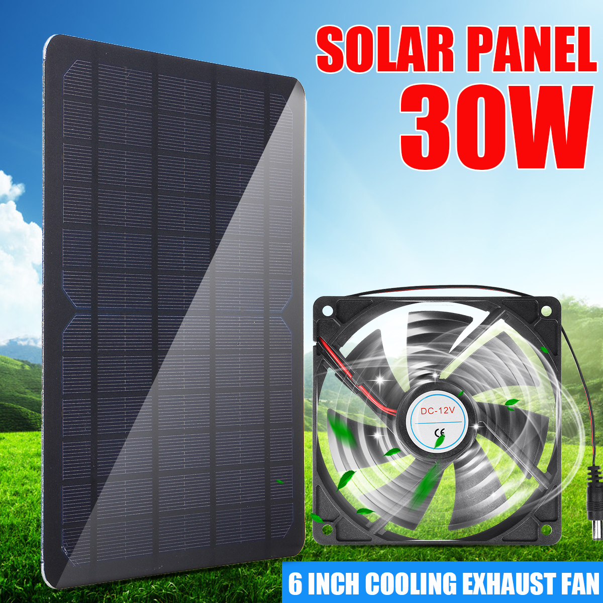 Solar-Exhaust-Fan-30W-Monocrystalline-Solar-Panel-Kit-5V-Battery-Charger-Power-Mono-Boat-Camping-1876706-1