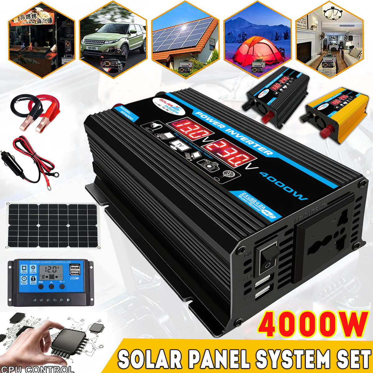 Solar-Power-Generation-System-18W-Solar-Panel--4000W-Dual-USB-LCD-Power-Inverter-12V-to-220V110V-30A-1868743-1