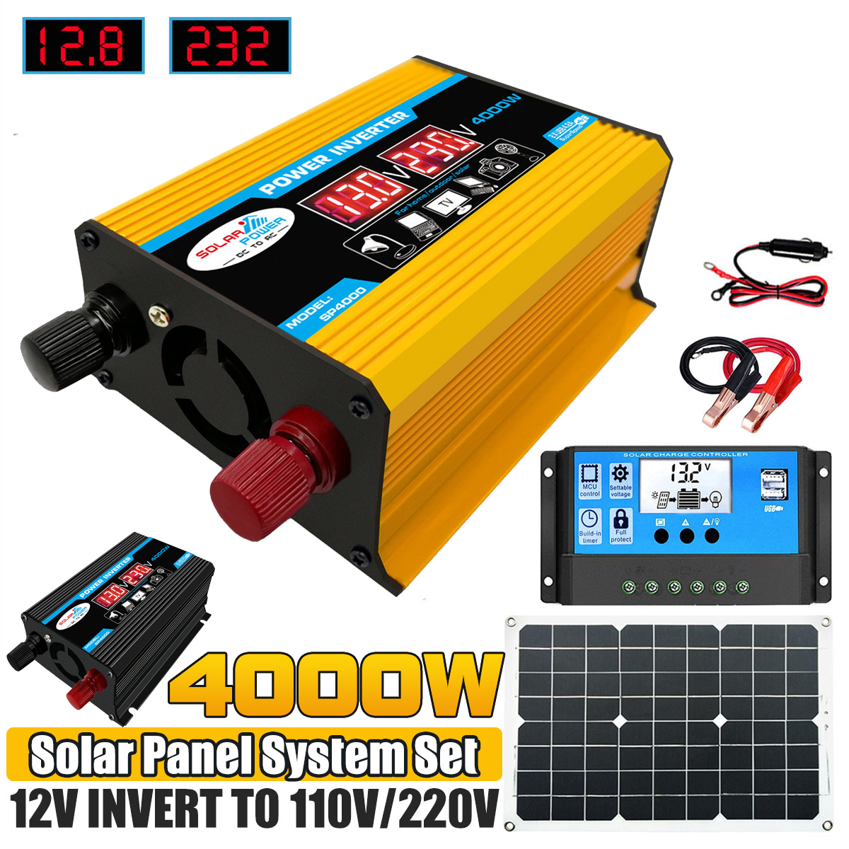Solar-Power-Generation-System-18W-Solar-Panel--4000W-Dual-USB-LCD-Power-Inverter-12V-to-220V110V-30A-1868743-2