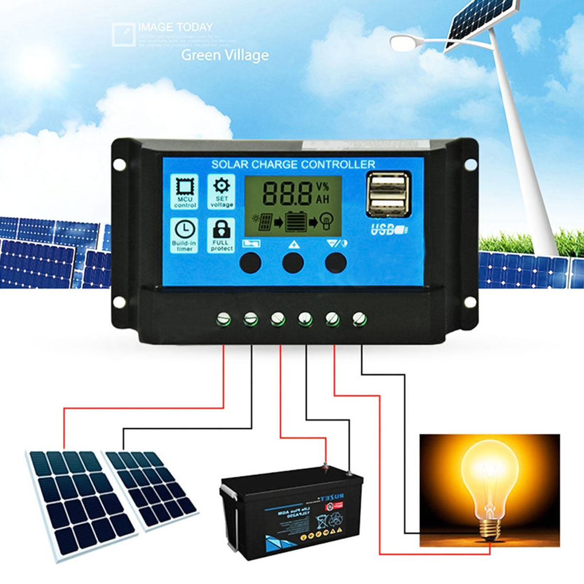 Solar-Power-Generation-System-18W-Solar-Panel--4000W-Dual-USB-LCD-Power-Inverter-12V-to-220V110V-30A-1868743-8