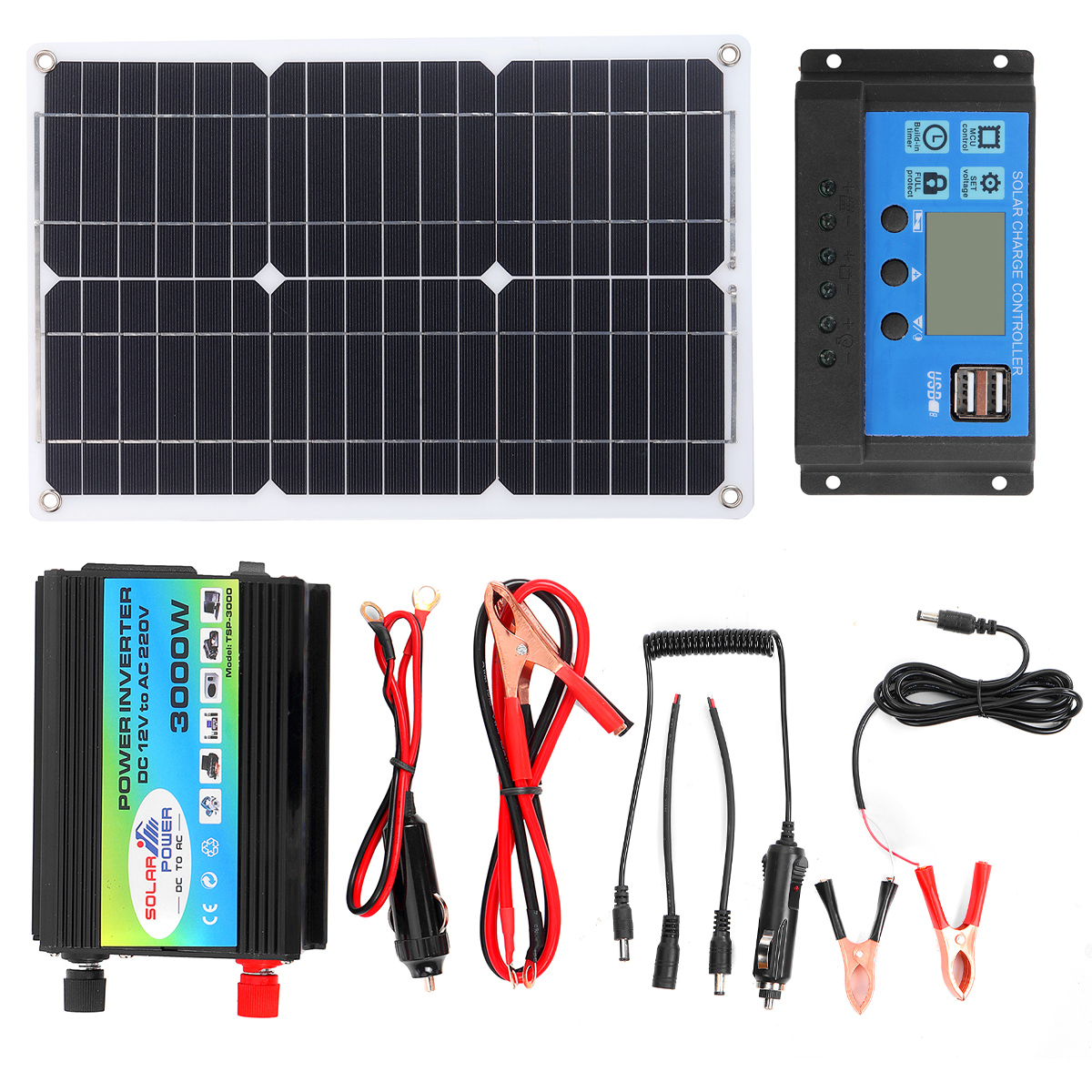Solar-Power-System-18W-18V-Solar-Panel-Battery-Charger-3000W-Inverter-30A-1224V-Solar-Controller-USB-1874617-12