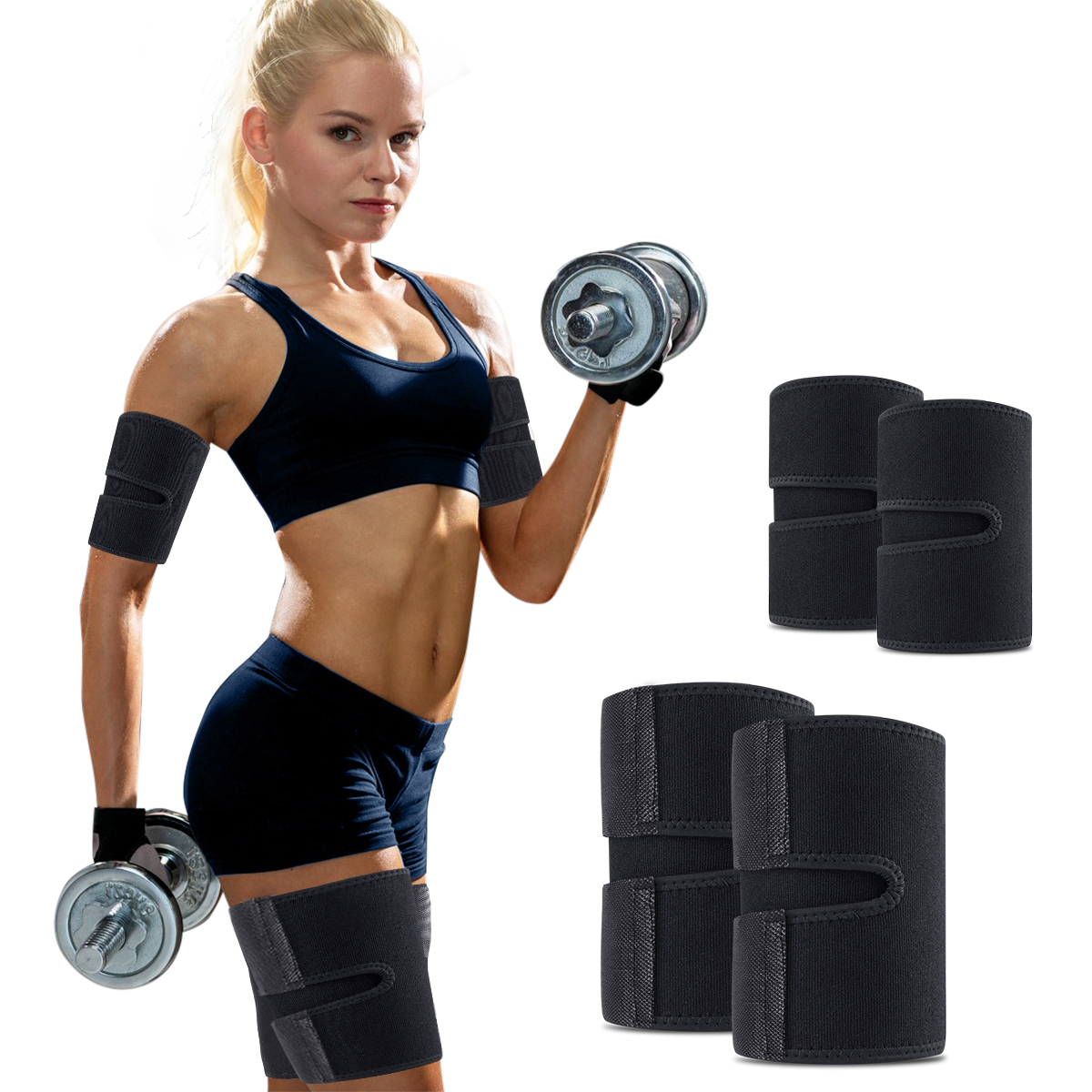 OUTERDO-4PCS-Kit-Arm-and-Thigh-Sport-Protective-Straps-Trimmers-Tape-Body-Exercise-Wraps-Adjustable--1886099-2