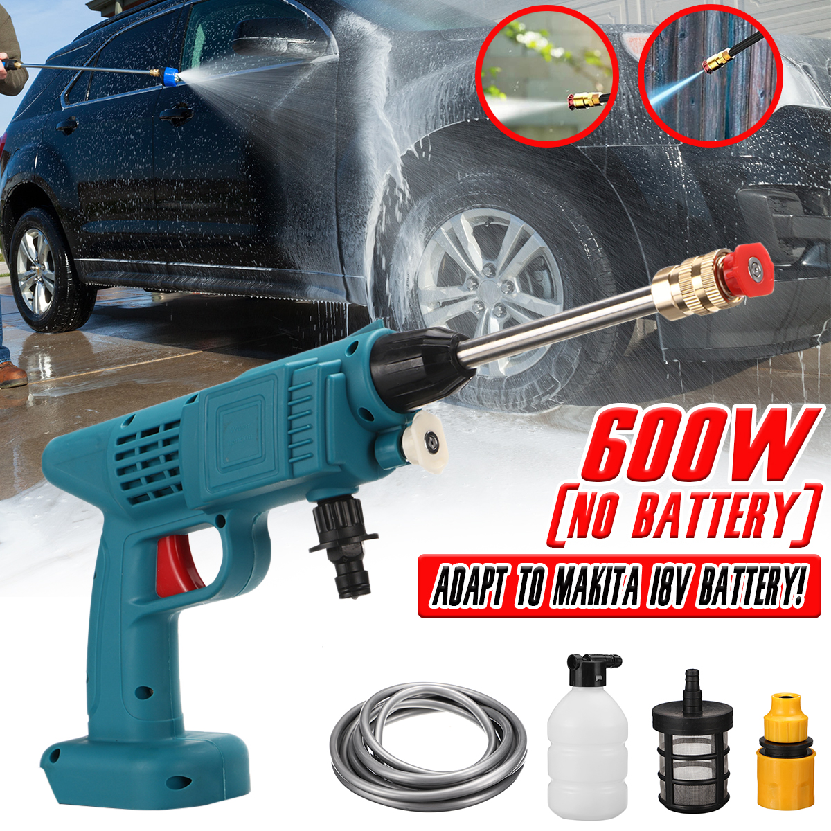 24V-600W-Portable-Cordless-Car-Washer-High-Pressure-Car-Household-Washer-Cleaner-Spray-Guns-Pumps-To-1901471-2