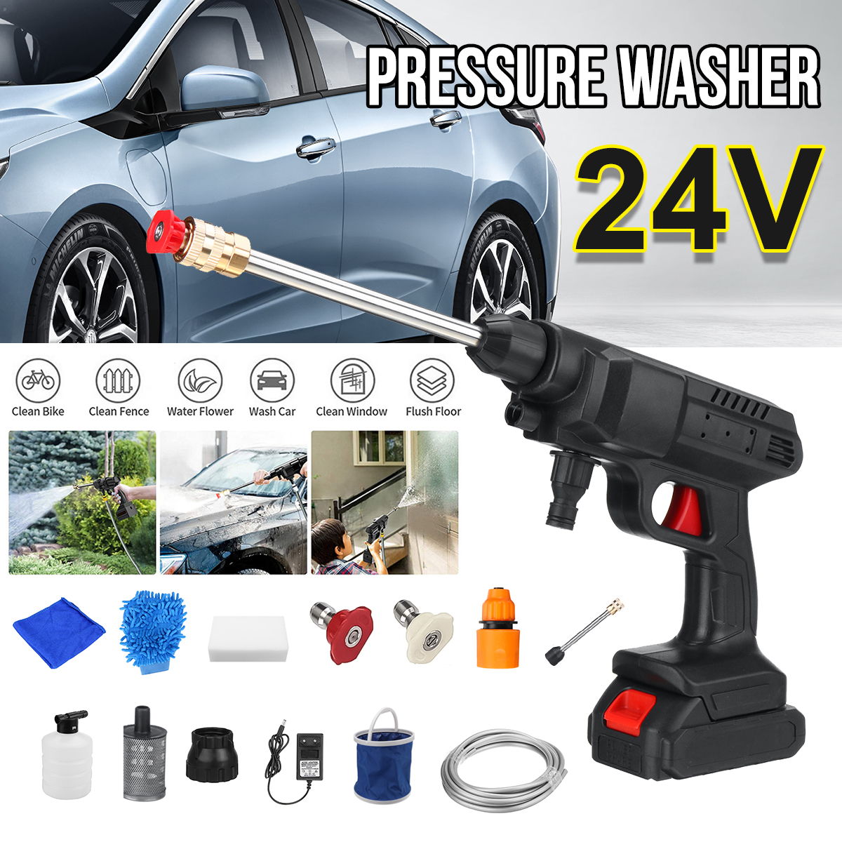 400W-24V-Wireless-High-Pressure-Washer-Car-Washing-Machine-Water-Spray-Guns-W-Battery-1878851-2