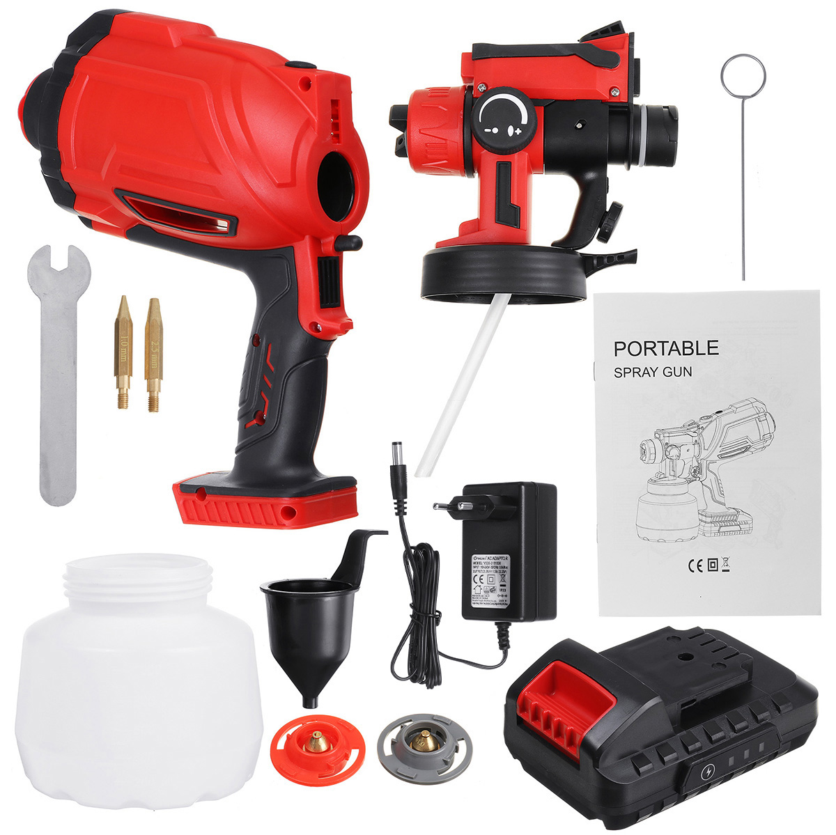 550W-Cordless-Electric-Spray-Guns-800ML-Lighting-Paint-Sprayer-Wood-Wall-Fences-Painting-Tool-W-Batt-1839681-6