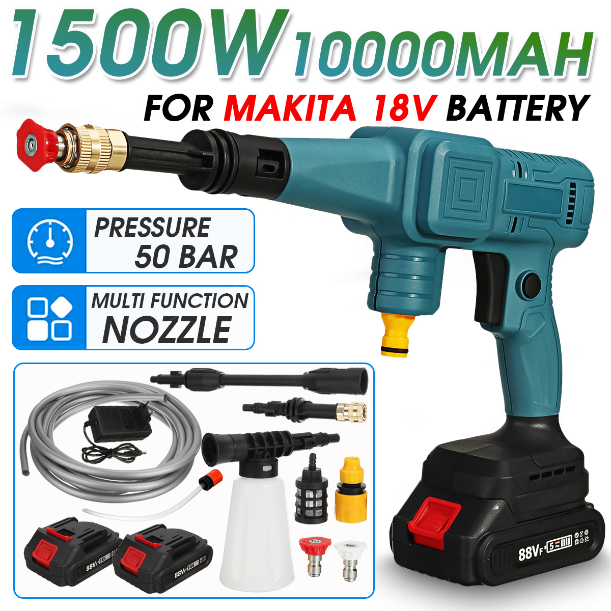 88VF-High-Pressure-Washer-Spray-Guns-Cordless-Washer-Water-Cleaner-With-None-1pc-2Pcs-88VF-Battery-1892942-2