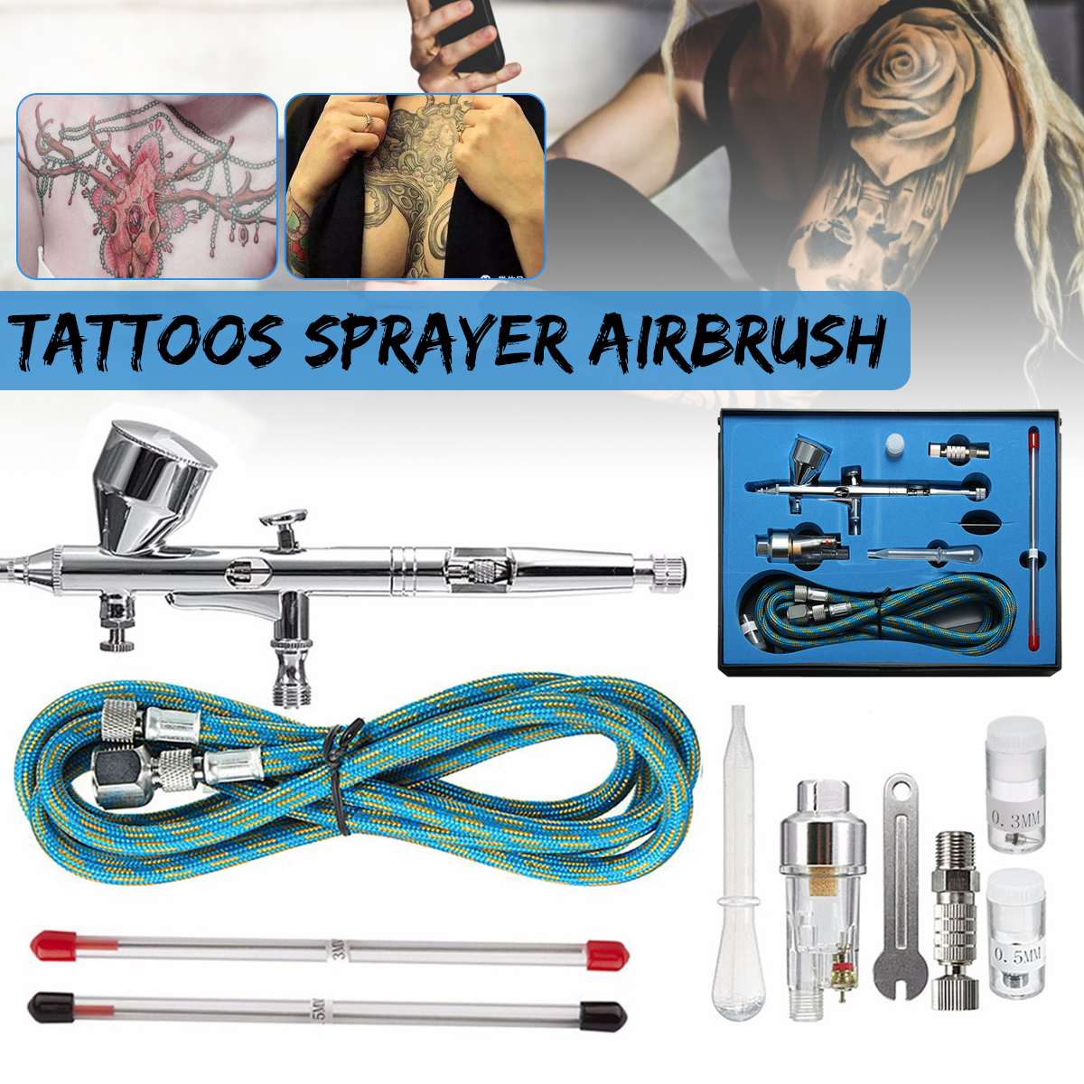 9cc-Dual-Action-3-Airbrush-Air-Compressor-Kit-Craft-Cake-Paint-Art-Sprayer-1114587-2