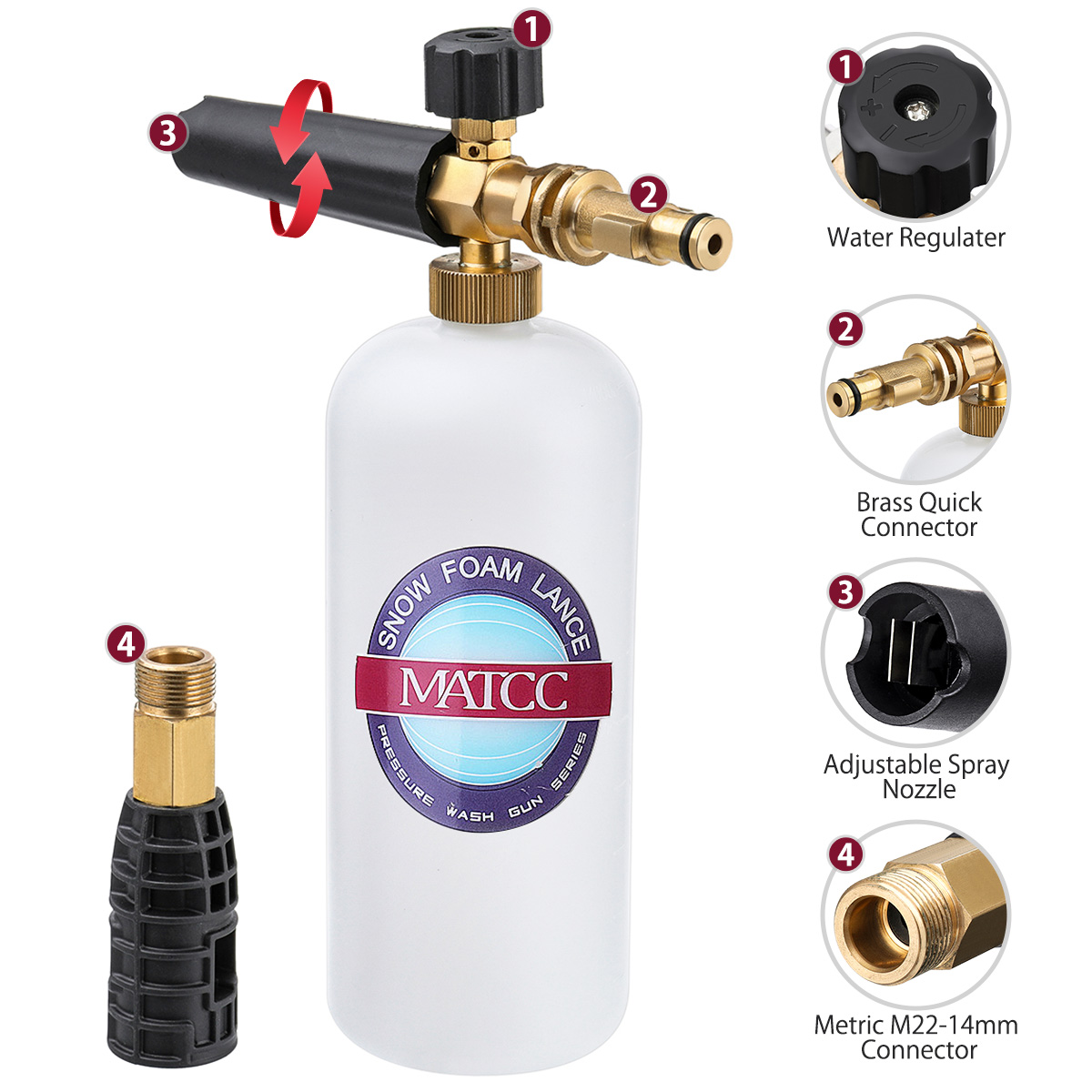 MATCC-Adjustable-Foam-Cannon-1-Liter-Bottle-Snow-Foam-Lance-for-SPX-Series-Electric-Pressure-Washers-1368306-8