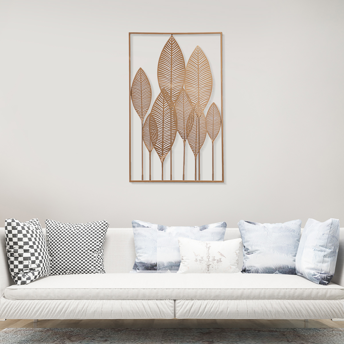 Rectangle-Metal-Wall-Art-Hanging-Iron-Sculpture-Leaf-Home-Hotel-Decor-53x845cm-1794307-1