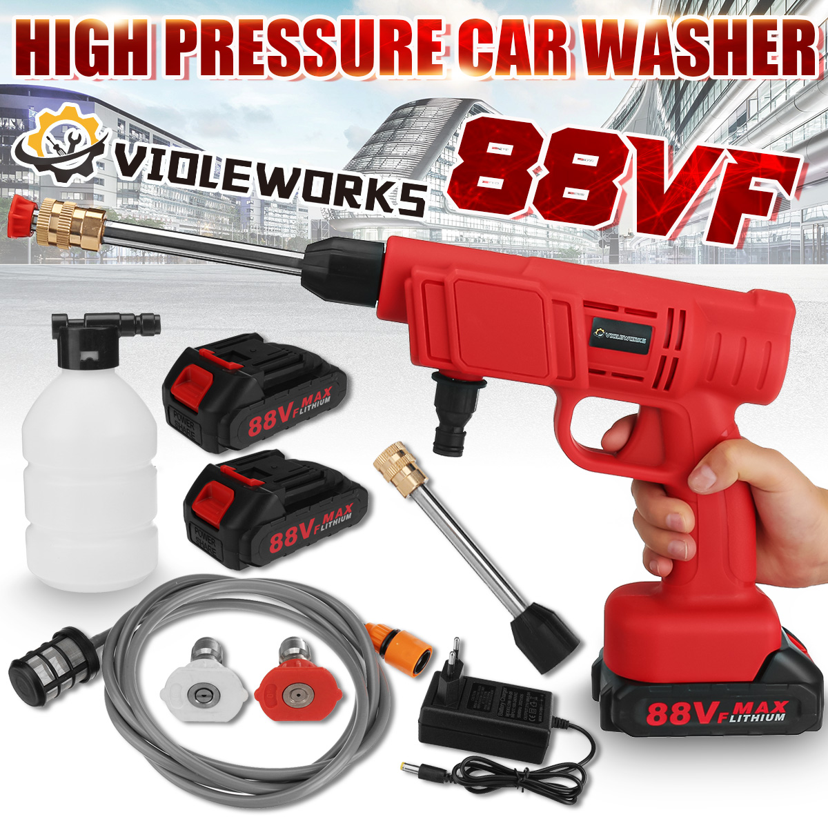 VIOLEWORKS-88VF-Cordless-High-Pressure-Washer-Car-Washing-Spray-Guns-Water-Cleaner-W-None12-Battery-1859075-1