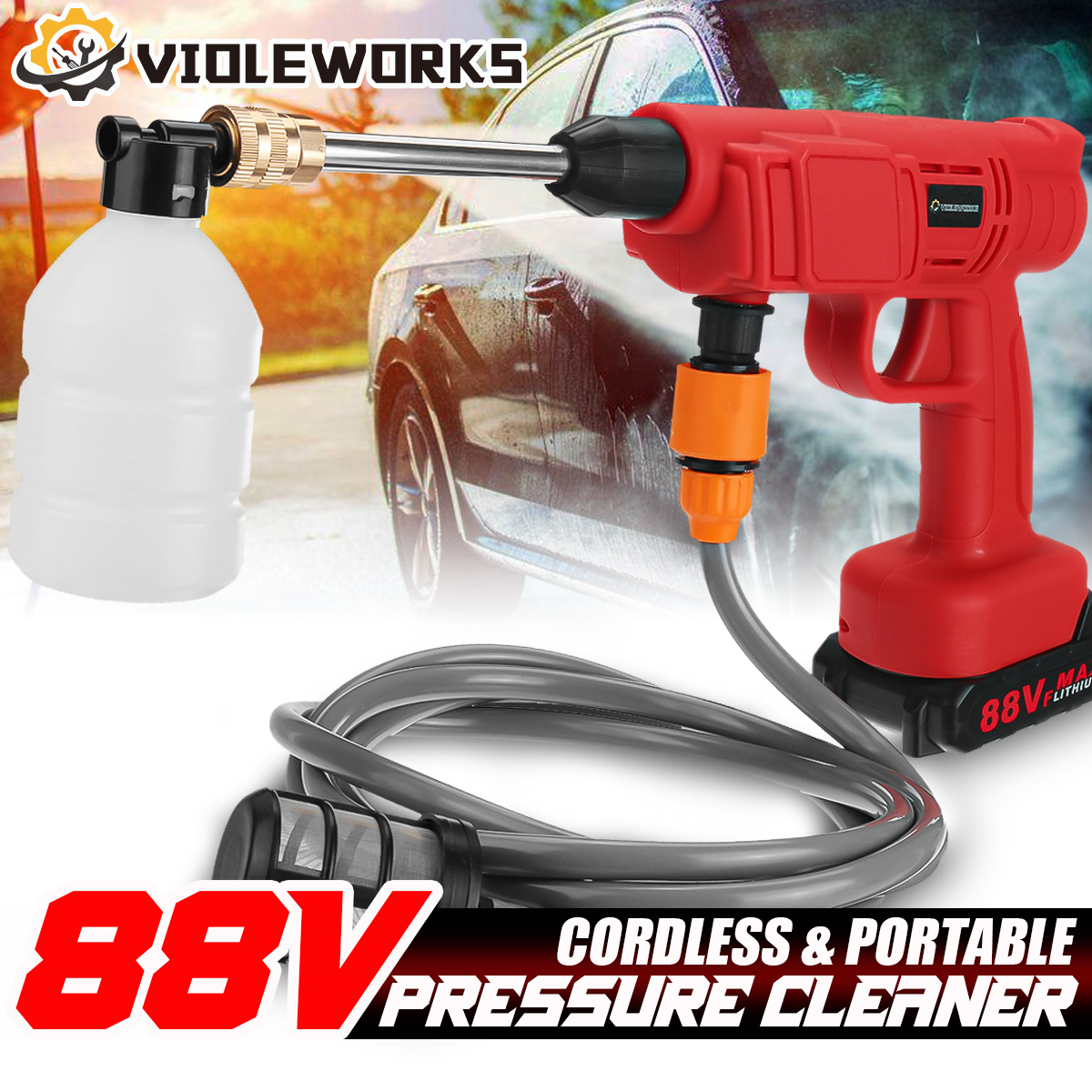 VIOLEWORKS-88VF-Cordless-High-Pressure-Washer-Car-Washing-Spray-Guns-Water-Cleaner-W-None12-Battery-1859075-2
