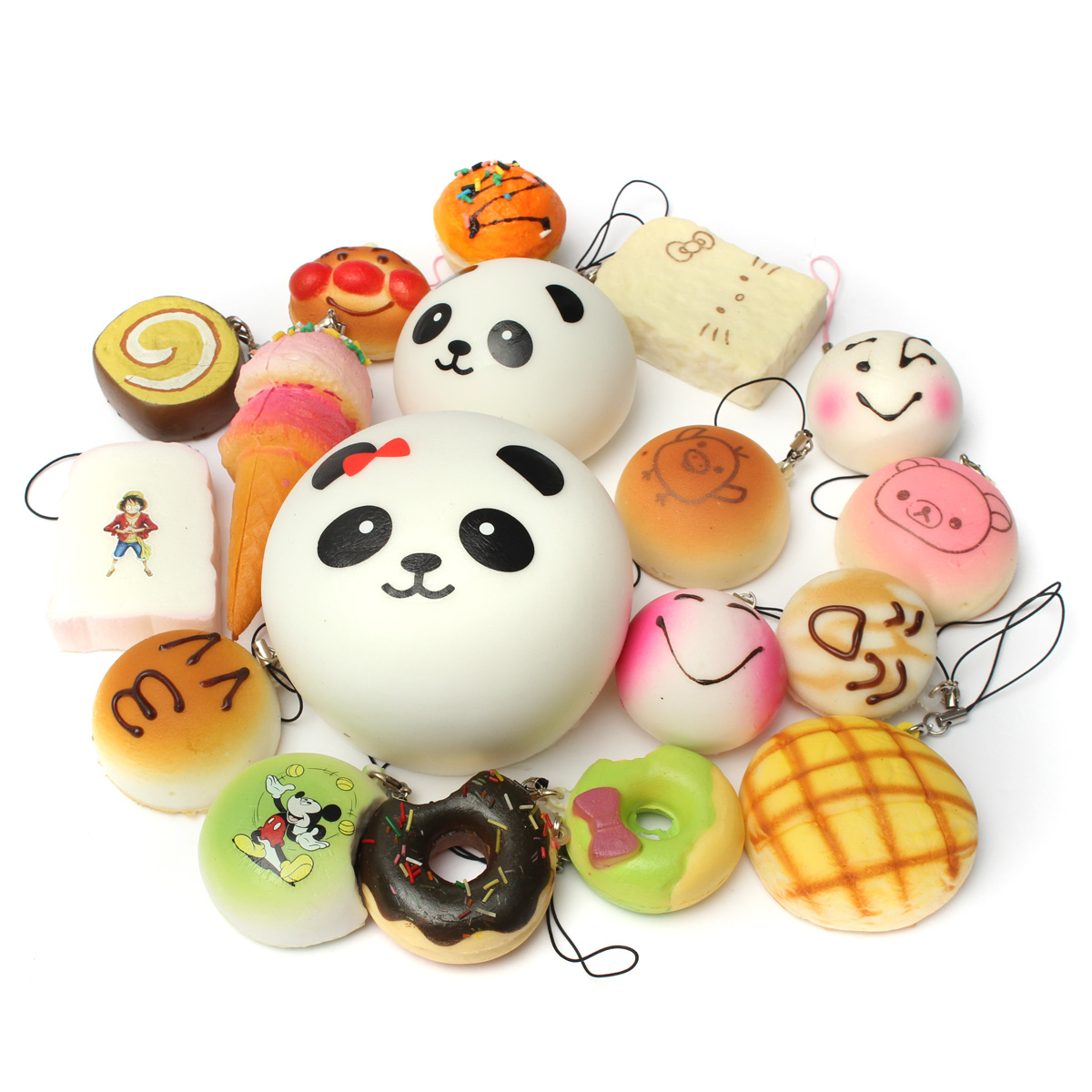 18PCS-Squishy-Christmas-Gift-Decor-Panda-Cup-Cake-Toasts-Buns-Donuts-Random-Soft-Cell-Phone-Straps-1069615-3