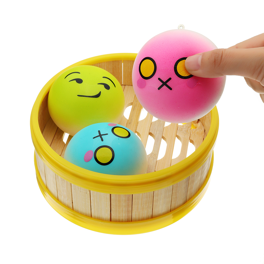 3Pcs-Steamed-Bread-Squishy-6CM-Slow-Rising-Collection-Gift-Soft-Toy-With-Steamer-Cover-1304110-1