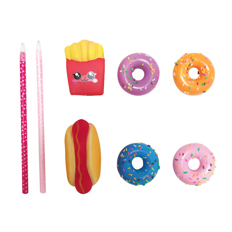 Donut-Hot-Dog-Squishy-Slow-Rising-Rebound-Writing-Simulation-Pen-Case-With-Pen-Gift-Decor-Collection-1495426-3