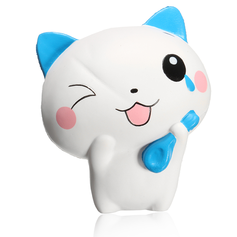 Woow-Squishy-Cat-13cm-Slow-Rising-Collection-Gift-Cute-Decor-Soft-Toy-Blue-and-Green-1191274-2