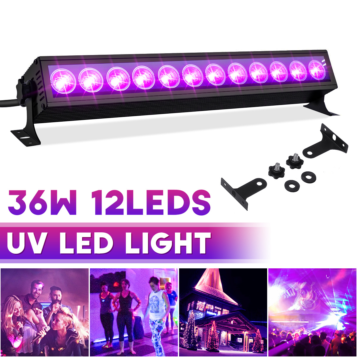 GLIME-12LED-36W-UV-LED-Light-Bar-360deg-Adjustable-Wall-Lights-Lamp-for-DJ-Stage-Party-1942326-1