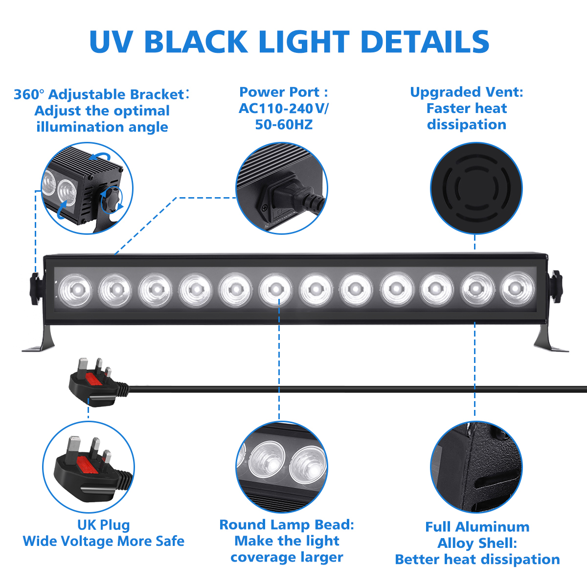 GLIME-12LED-36W-UV-LED-Light-Bar-360deg-Adjustable-Wall-Lights-Lamp-for-DJ-Stage-Party-1942326-4