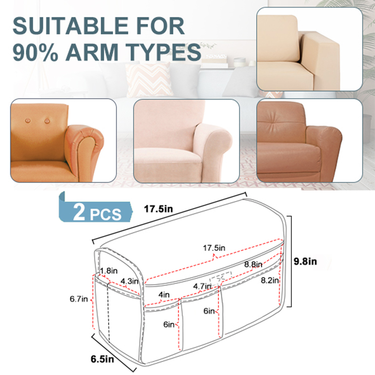 2PcsSet-Armrest-Cover-W-6-Pockets-Linen-Anti-Slip-Sofa-Armrest-Cover-Protector-1737038-3