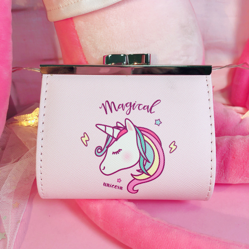 Cartoon-Unicorn-PU-Change-Card-Pack-Female-Cute-Buckle-Wallet-Card-Bag-1353204-1