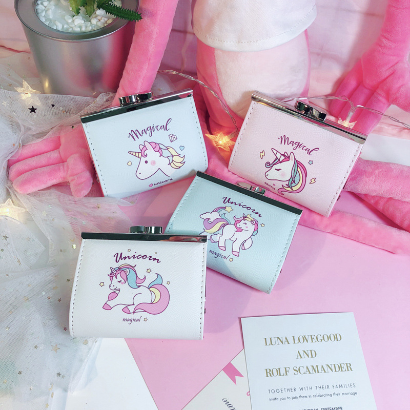 Cartoon-Unicorn-PU-Change-Card-Pack-Female-Cute-Buckle-Wallet-Card-Bag-1353204-3