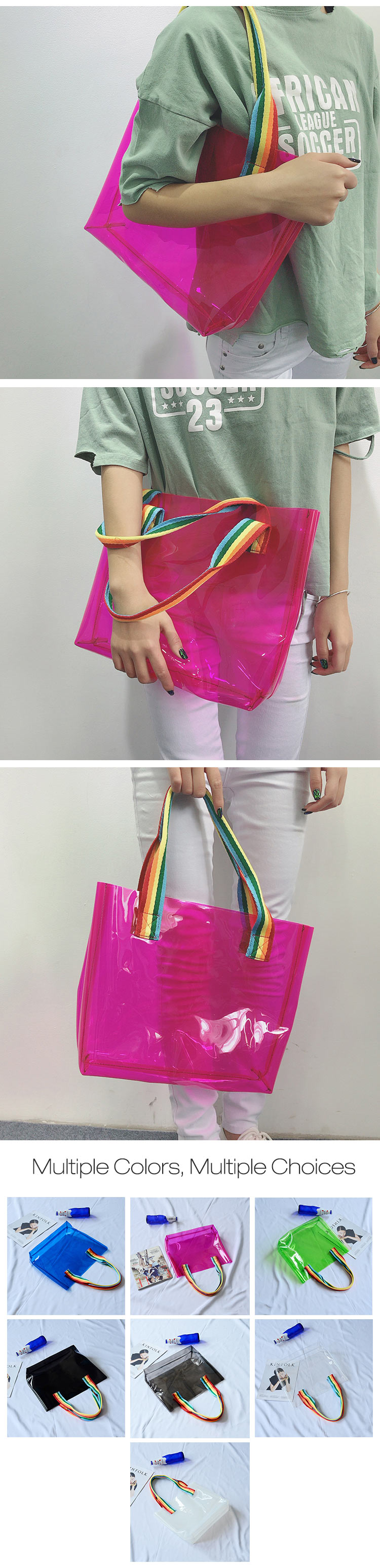 Honana-HN-B65-Colorful-Waterproof-PVC-Travel-Storage-Bag-Clear-Large-Beach-Outdoor-Tote-Bag-1172457-2