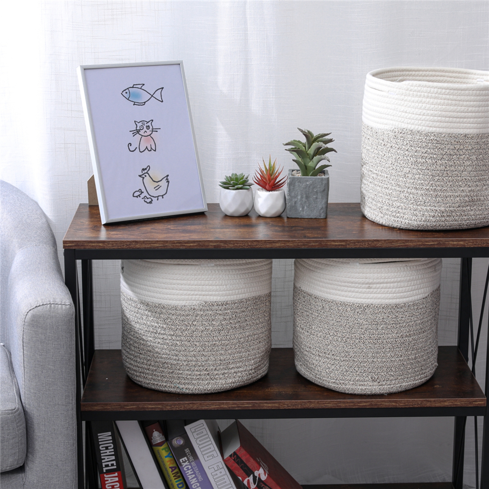 3PCS-Cotton-Rope-Woven-Basket-Bathroom-Laundry-Basket-Dirty-Clothe-Container-USA-1949372-2
