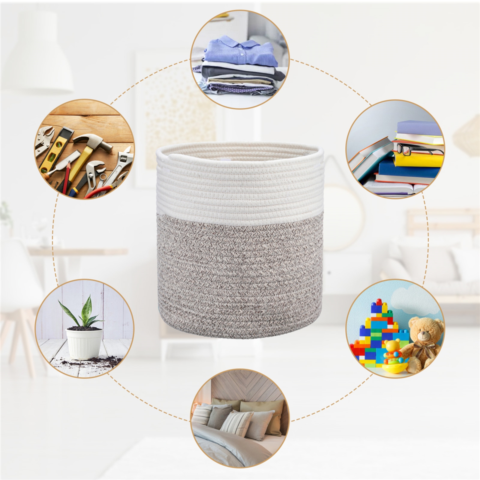 3PCS-Cotton-Rope-Woven-Basket-Bathroom-Laundry-Basket-Dirty-Clothe-Container-USA-1949372-3