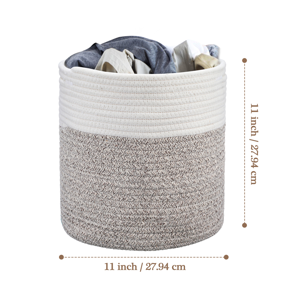 3PCS-Cotton-Rope-Woven-Basket-Bathroom-Laundry-Basket-Dirty-Clothe-Container-USA-1949372-7