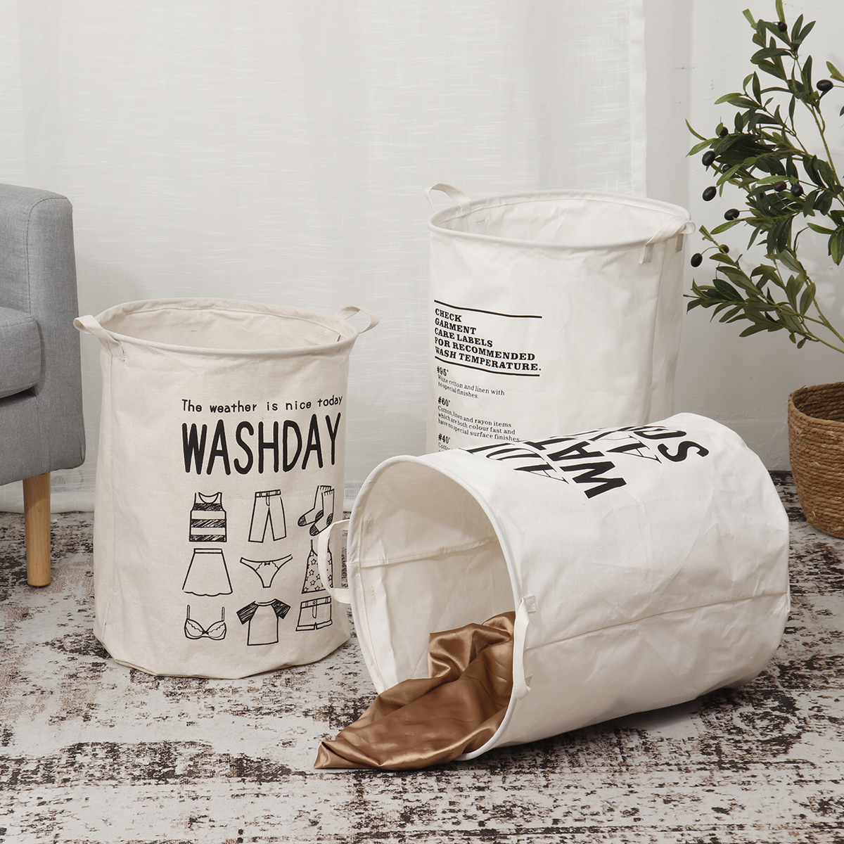 Foldable-Laundry-Basket-Round-Cotton-Linen-Collapsible-Washing-Hamper-Waterproof-Dirty-Clothes-Stora-1908165-5