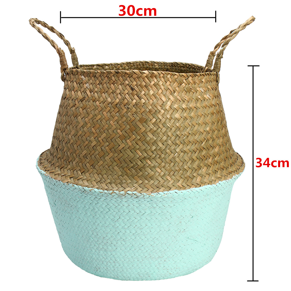 Seagrass-Belly-Storage-Baskets-Shopping-Bag-Box-Organizer-Plant-Pot-Half-Green-1641539-7
