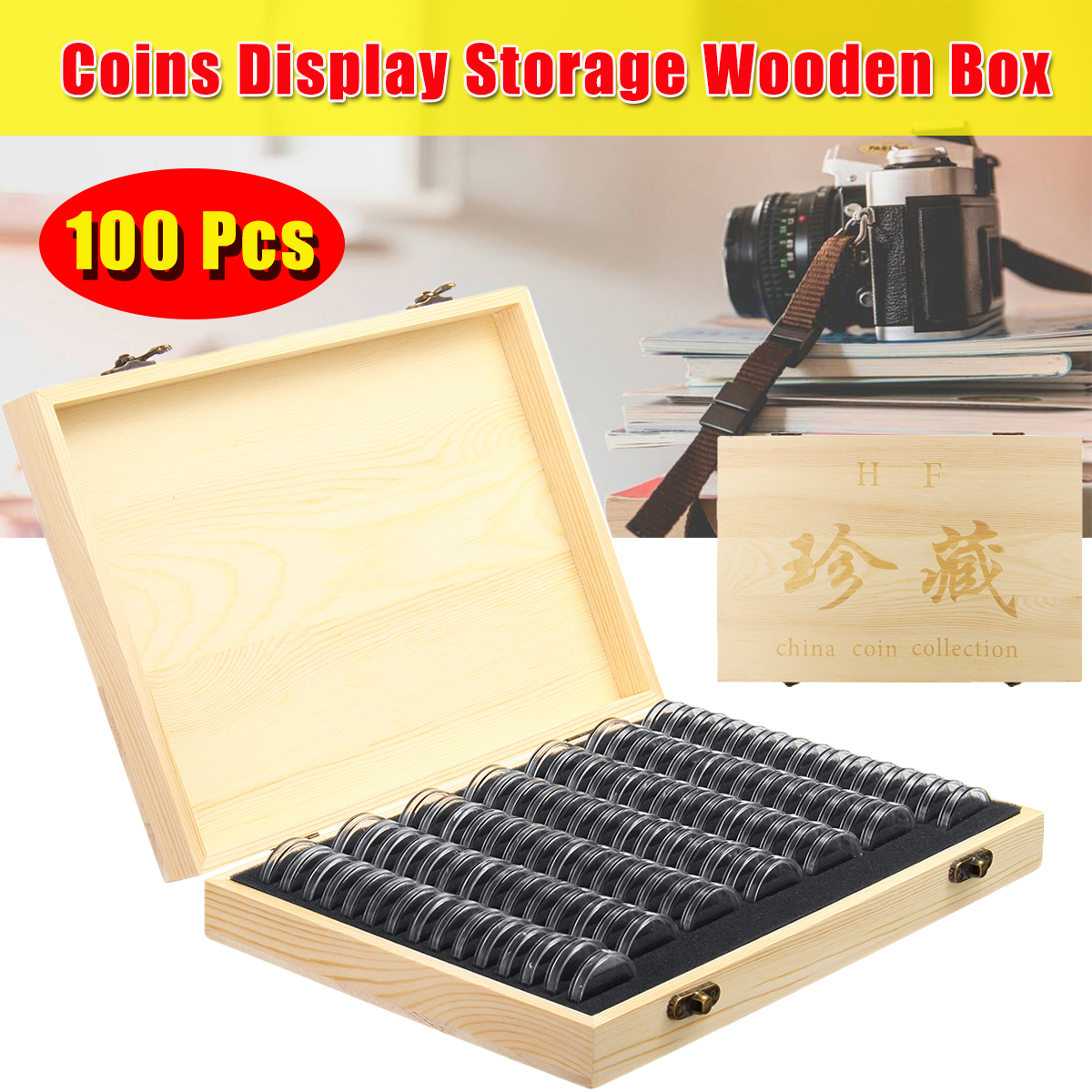 100PCS-Rugged-Wooden-Commemorative-Coin-Display-Case-Capsule-Holder-Storage-Collection-Box-1646129-1