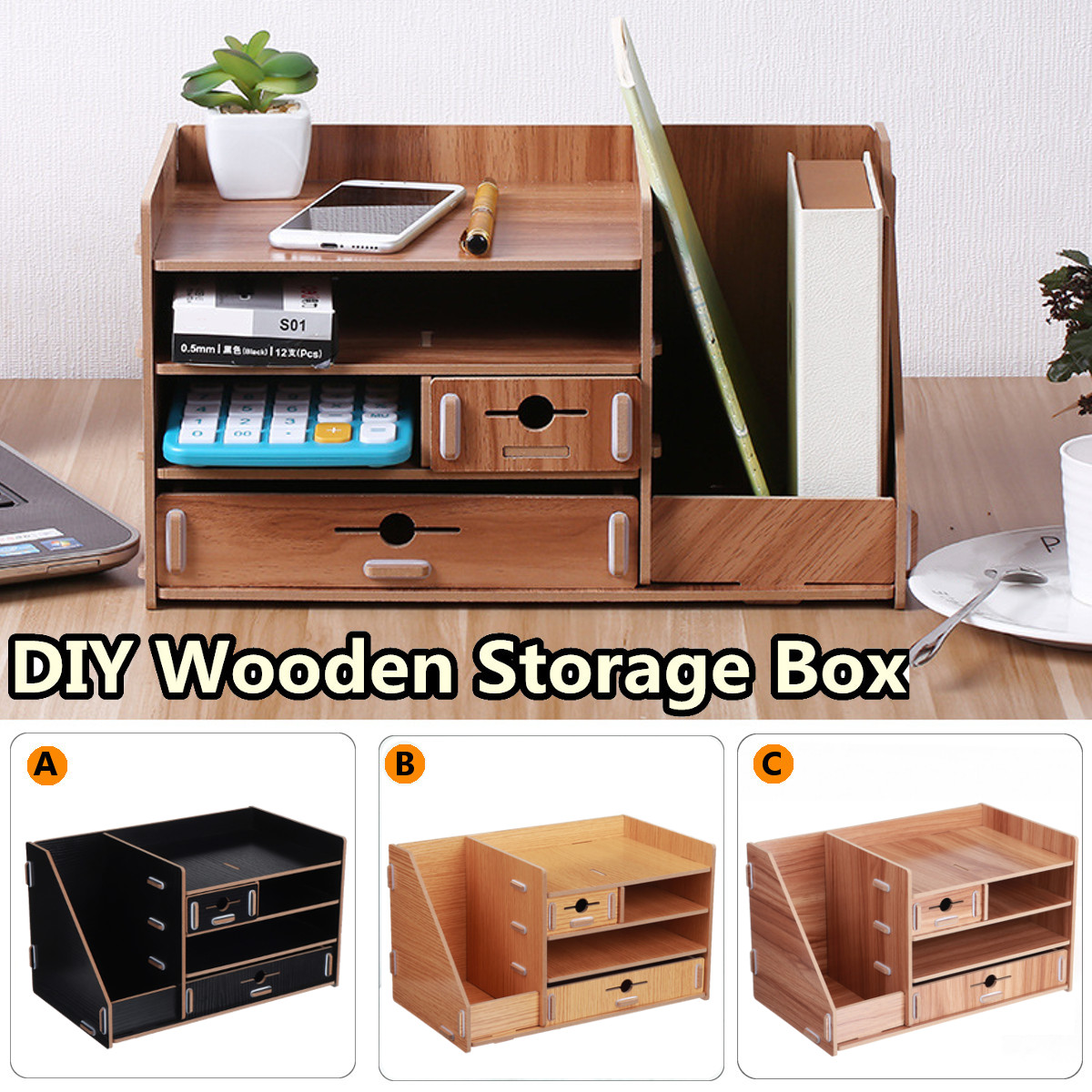 138x8x8quot-Wooden-DIY-Storage-Box-With-Drawer-Cosmetics-Organizer-Desktop-Home-Decorations-1634110-1