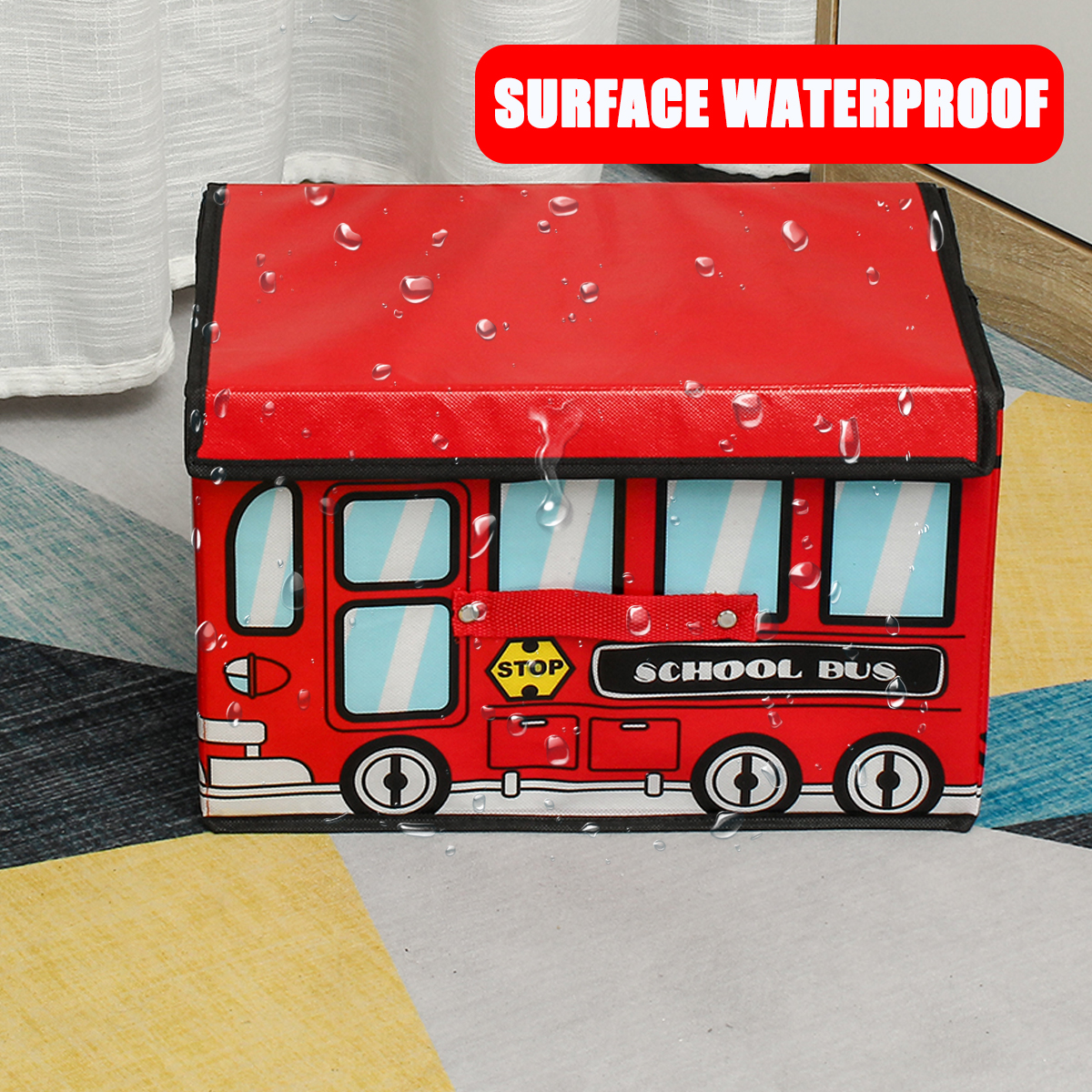 18L-Waterproof-Bus-Shape-Children-Kids-Toys-Storage-Box-Foldable-Non-woven-Cartoon-Car-Pattern-Toys--1795293-2