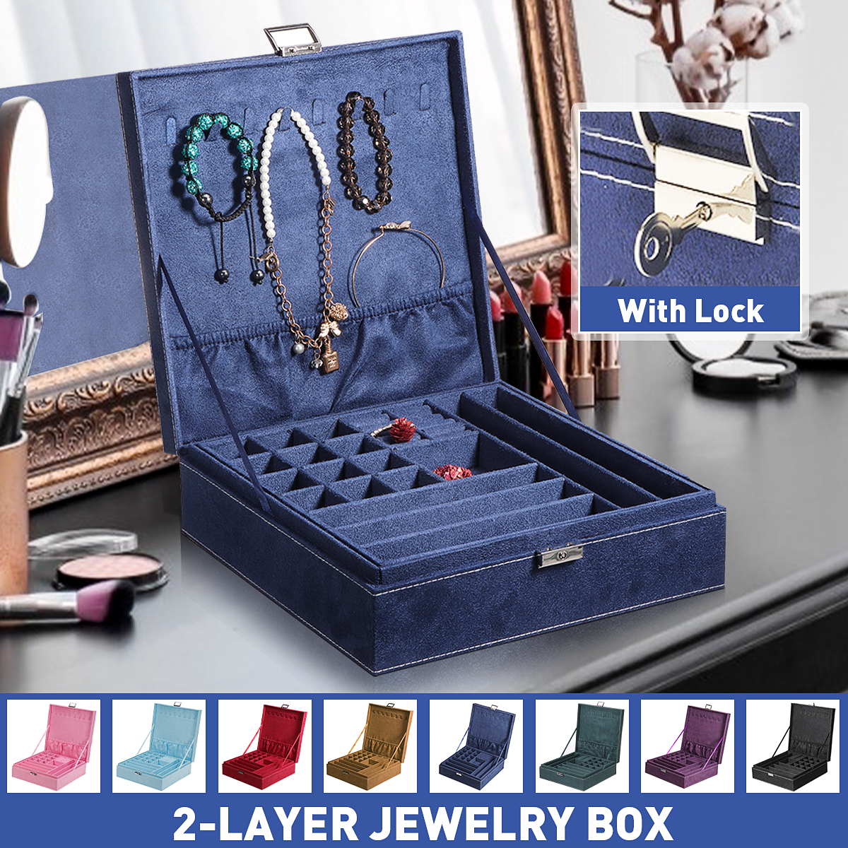 Multi-function-Vintage-Jewelry-Box-Organizers-Two-layer-Lockable-Jewelry-Display-Storage-Case-1855370-1