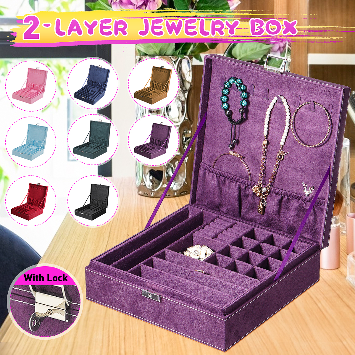 Multi-function-Vintage-Jewelry-Box-Organizers-Two-layer-Lockable-Jewelry-Display-Storage-Case-1855370-2