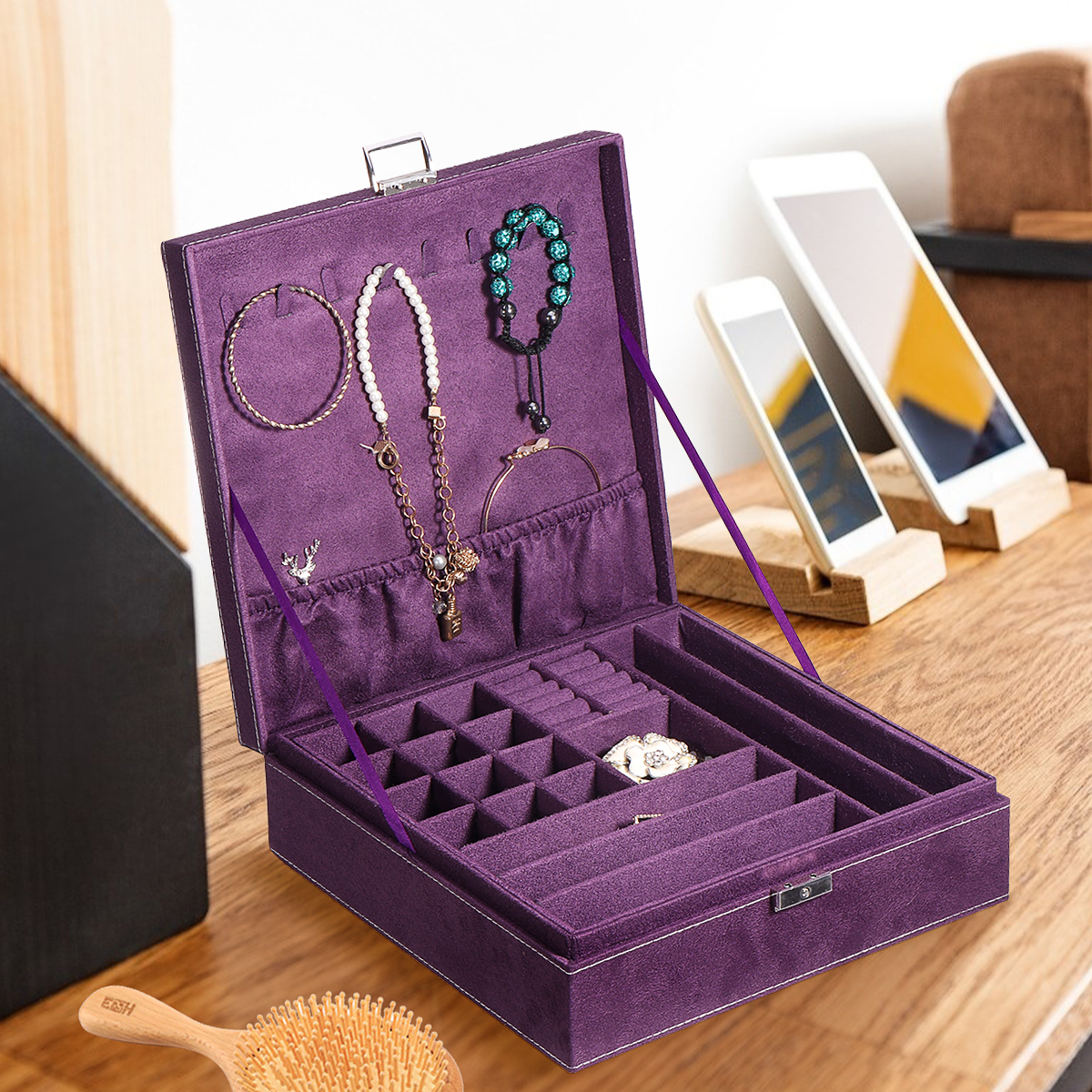 Multi-function-Vintage-Jewelry-Box-Organizers-Two-layer-Lockable-Jewelry-Display-Storage-Case-1855370-6