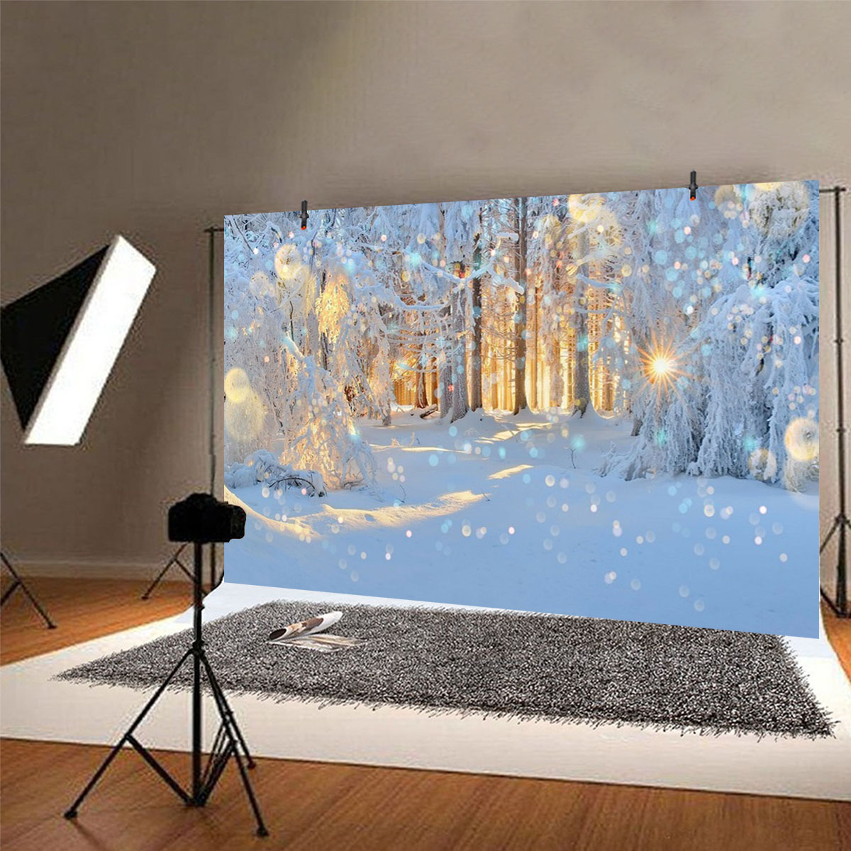 5x3FT-7x5FT-8x6FT-Winter-Snow-Light-Forest-Photography-Backdrop-Background-Studio-Prop-1609473-3