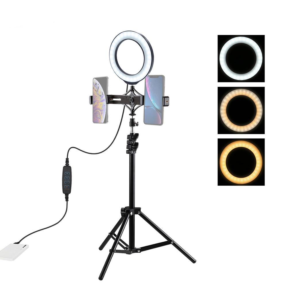 PULUZ-PKT3036-62-Inch-USB-Controller-Video-Ring-Light-with-110CM-Tripod-Light-Stand-Dual-Phone-Clip--1561750-1