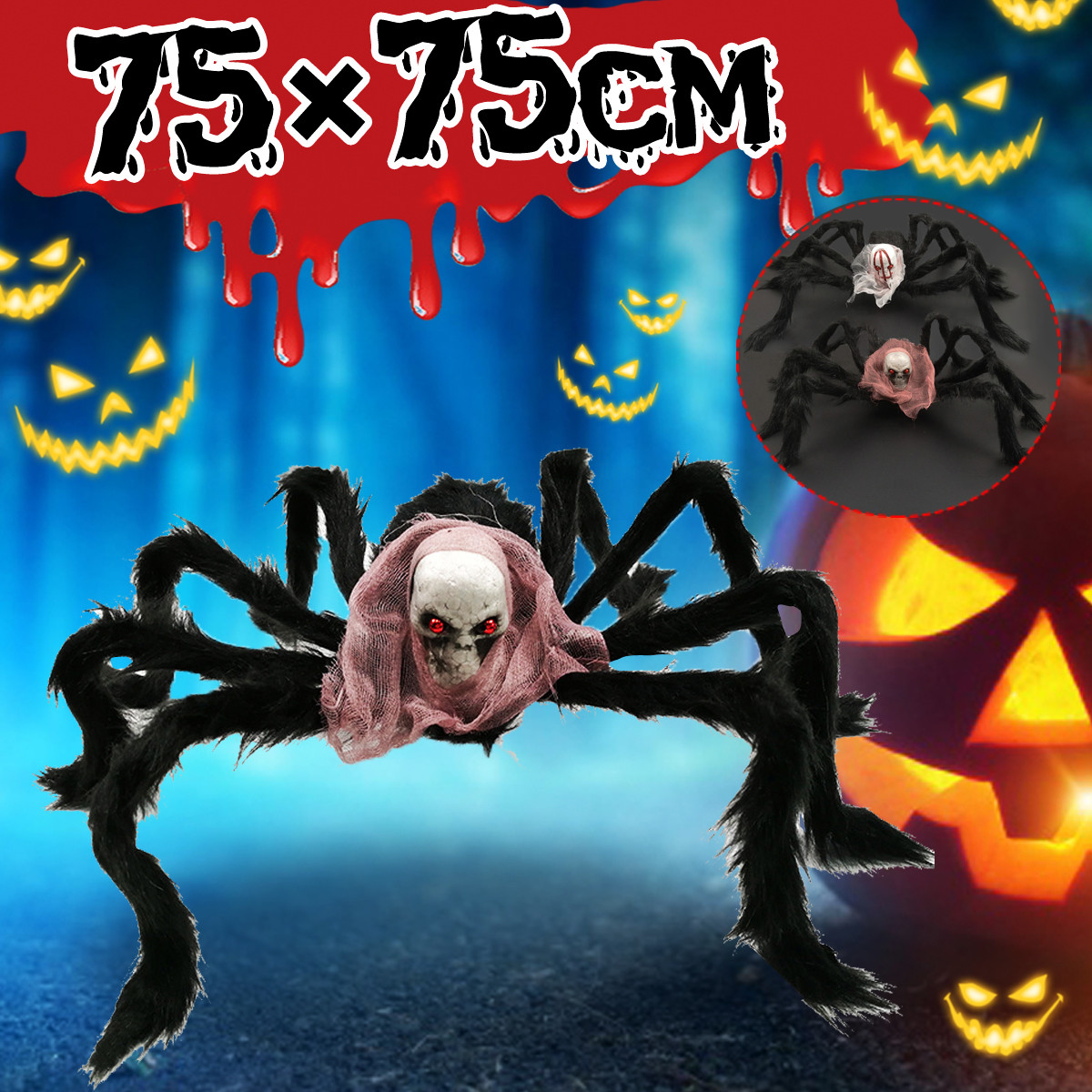 7575cm-Simulation-Skull-Ghost-Head-Plush-Spider-Spider-Leg-Straighten-Horror-Toy-1818663-1