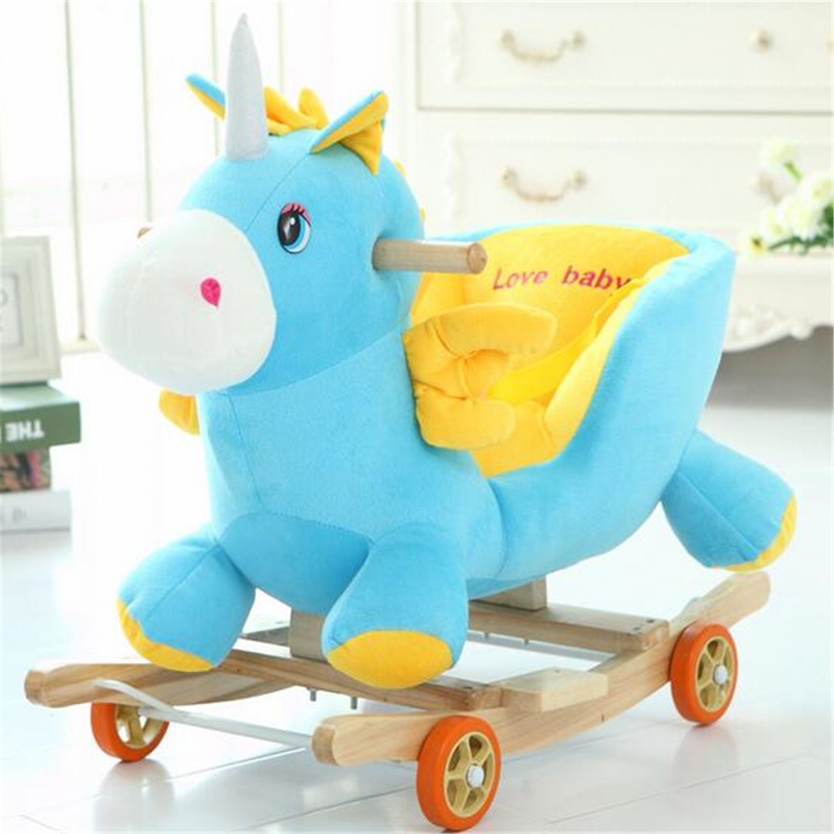 Baby-Kid-Toys-502858CM-Wooden-Plush-Rocking-Horse-Little-Unicorn-Style-Riding-Rocker-1338665-3