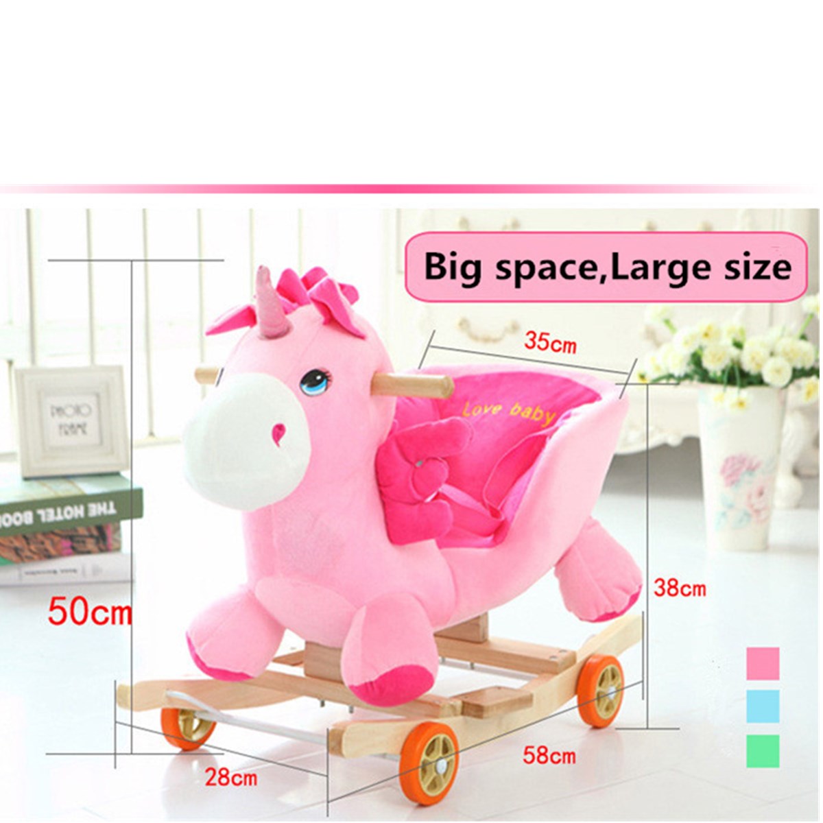 Baby-Kid-Toys-502858CM-Wooden-Plush-Rocking-Horse-Little-Unicorn-Style-Riding-Rocker-1338665-7