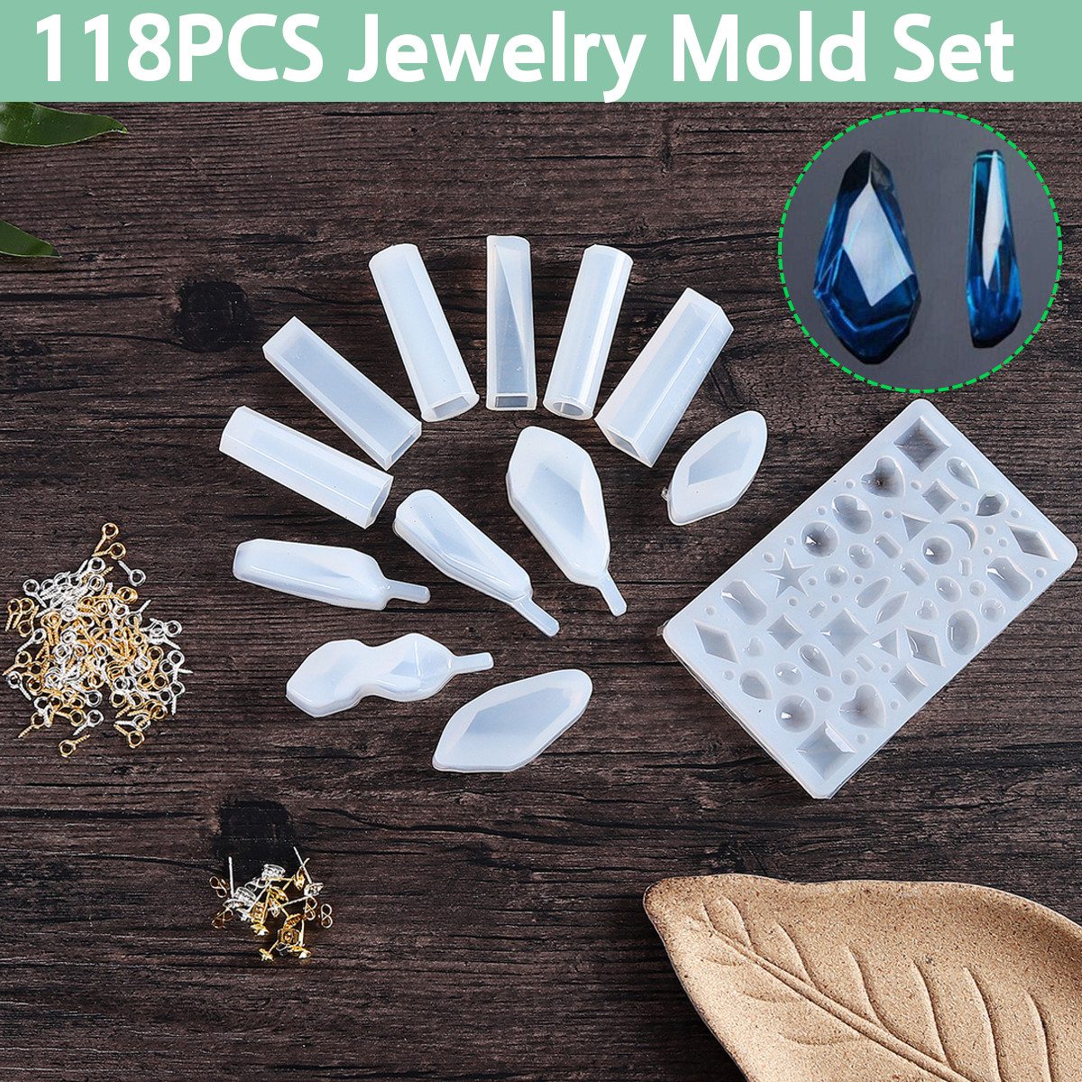 118PCS-DIY-Crystal-Glue-Resin-Silicone-Jewelry-Molds-Project-Gift-Pendant-Decoration-Mould-Tools-Set-1664749-1